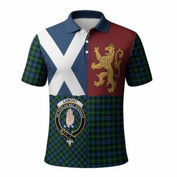 Lamont Crest Tartan Polo Shirt with Lion Rampant Saltire Style