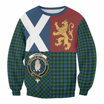 Lamont Crest Tartan Sweatshirt with Lion Rampant Saltire Style
