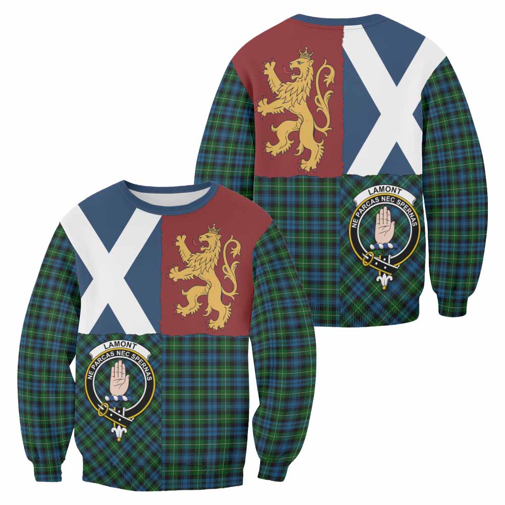 Lamont Crest Tartan Sweatshirt with Lion Rampant Saltire Style