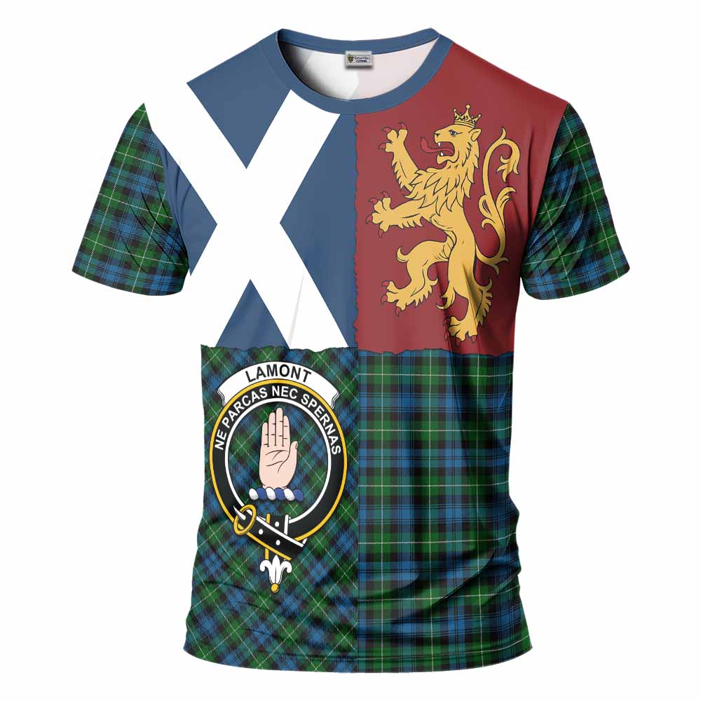 Lamont Crest Tartan T-Shirt with Lion Rampant Saltire Style