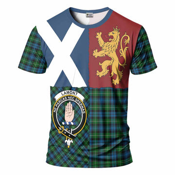 Lamont Crest Tartan T-Shirt with Lion Rampant Saltire Style