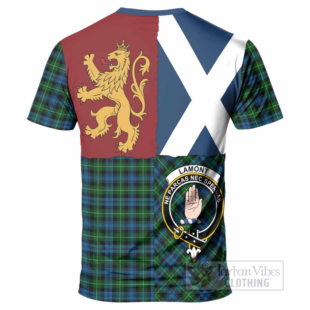 Lamont Crest Tartan T-Shirt with Lion Rampant Saltire Style