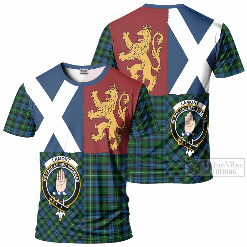 Lamont Crest Tartan T-Shirt with Lion Rampant Saltire Style