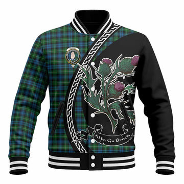 Lamont Family Crest Tartan Baseball Jacket Alba Thistle Inspired