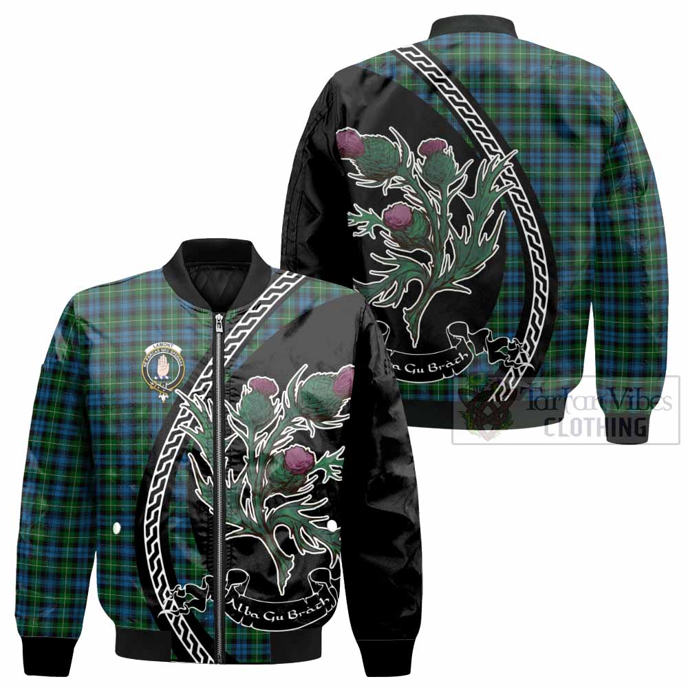 Lamont Family Crest Tartan Bomber Jacket Alba Thistle Inspired - Tartan Vibes Clothing