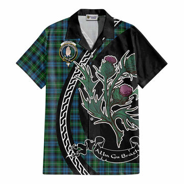 Lamont Family Crest Tartan Cotton Hawaiian Shirt Alba Thistle Inspired - Tartan Vibes Clothing