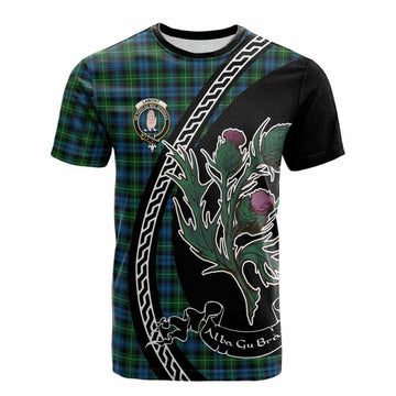 Lamont Family Crest Tartan Cotton T-shirt Alba Thistle Inspired - Tartan Vibes Clothing
