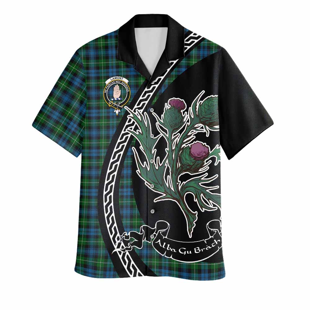 Lamont Family Crest Tartan Hawaiian Shirt Alba Thistle Inspired - Tartan Vibes Clothing