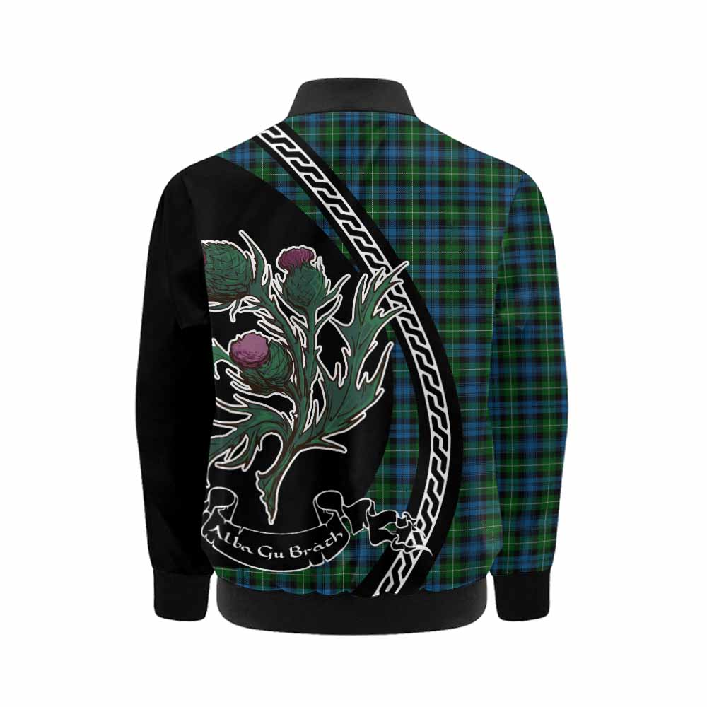 Lamont Family Crest Tartan Kid Bomber Jacket Alba Thistle Inspired - Tartan Vibes Clothing