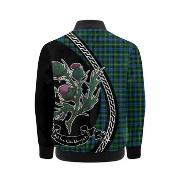 Lamont Family Crest Tartan Kid Bomber Jacket Alba Thistle Inspired