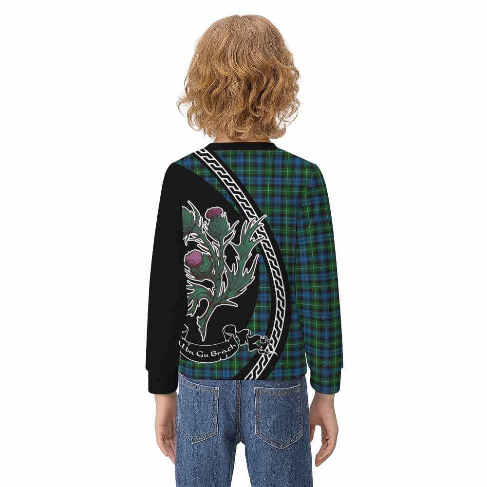 Lamont Family Crest Tartan Kid Knitted Sweatshirt Alba Thistle Inspired - Tartan Vibes Clothing