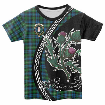 Lamont Family Crest Tartan Kid T-shirt Alba Thistle Inspired - Tartan Vibes Clothing