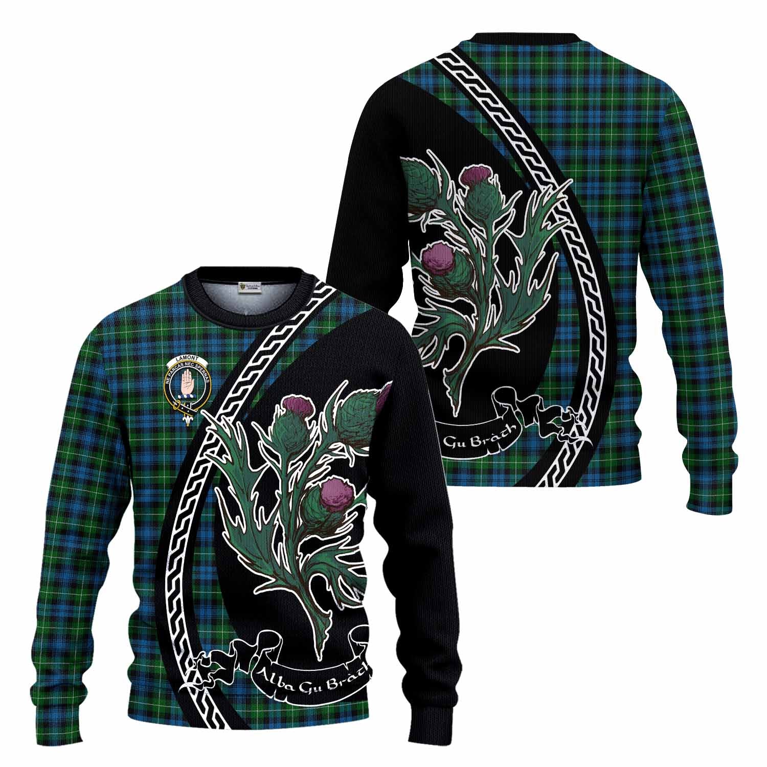Lamont Family Crest Tartan Knitted Sweater Alba Thistle Inspired - Tartan Vibes Clothing