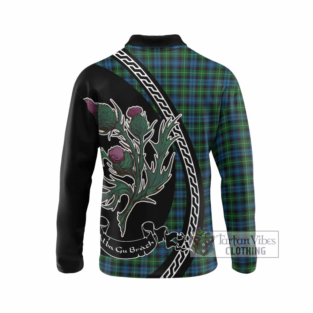 Lamont Family Crest Tartan Long Sleeve Polo Shirt Alba Thistle Inspired - Tartan Vibes Clothing