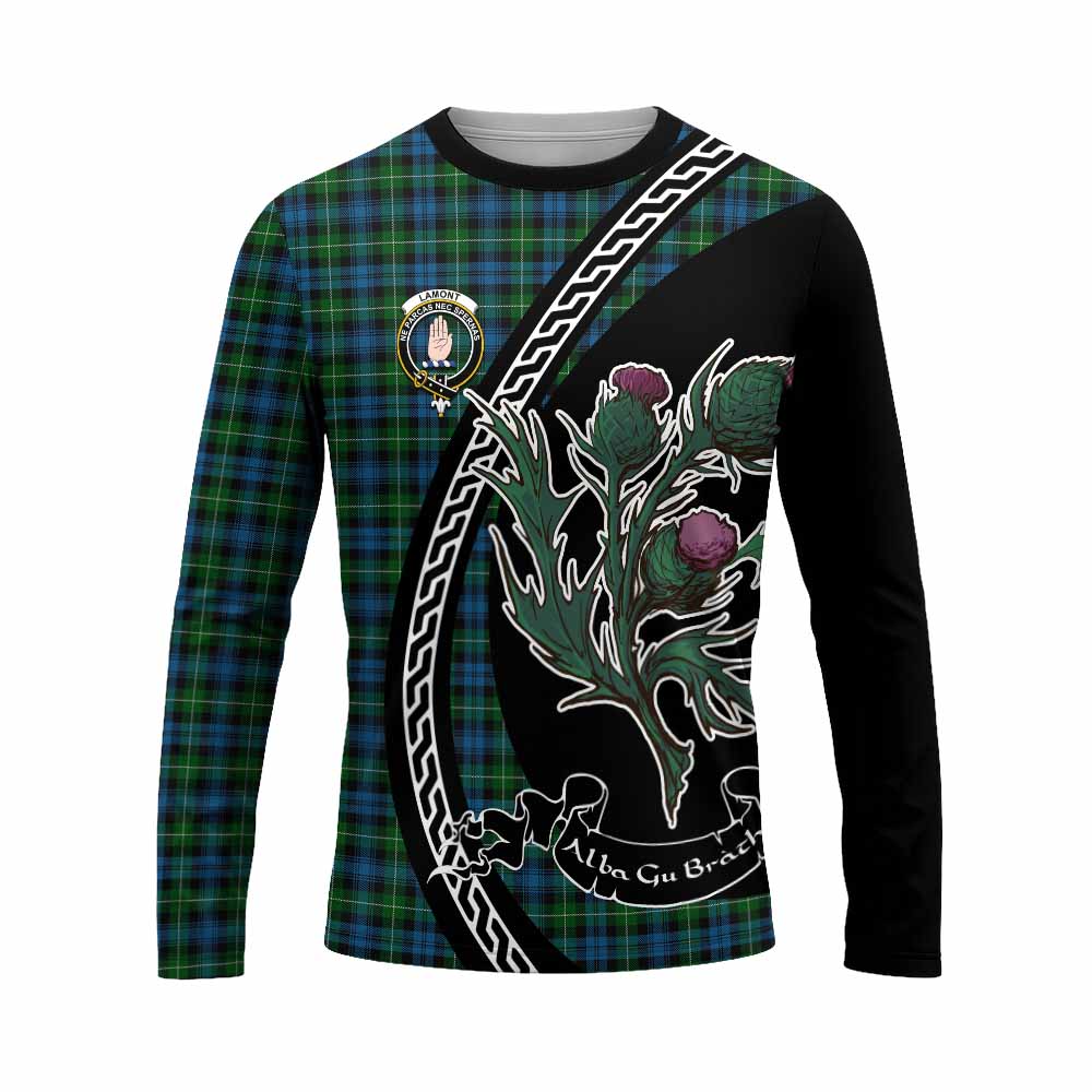 Lamont Family Crest Tartan Long Sleeve T-Shirt Alba Thistle Inspired - Tartan Vibes Clothing