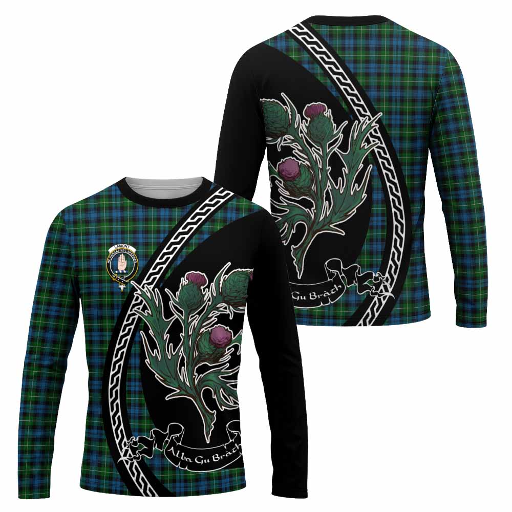 Lamont Family Crest Tartan Long Sleeve T-Shirt Alba Thistle Inspired - Tartan Vibes Clothing