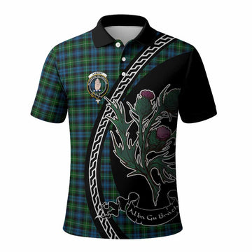 Lamont Family Crest Tartan Polo Shirt Alba Thistle Inspired