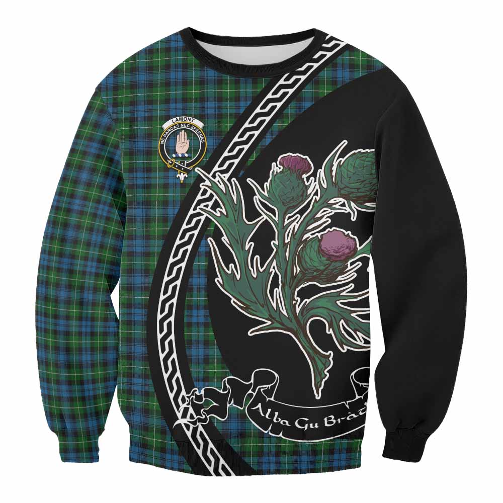 Lamont Family Crest Tartan Sweatshirt Alba Thistle Inspired - Tartan Vibes Clothing