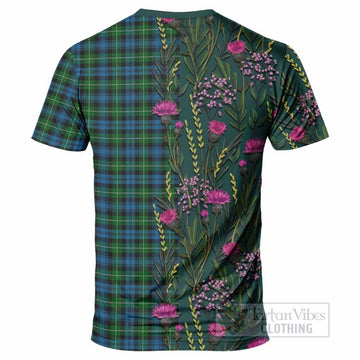 Lamont Family Crest Tartan T-Shirt Scottish Thistle Flower Pattern Half Style - Tartan Vibes Clothing