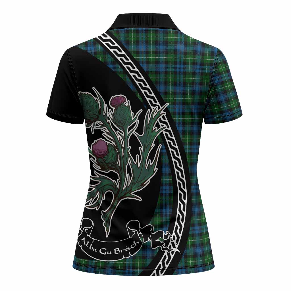 Lamont Family Crest Tartan Women Polo Shirt Alba Thistle Inspired - Tartan Vibes Clothing