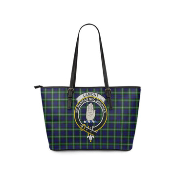Lamont Modern Tartan Leather Tote Bag with Family Crest