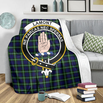 Lamont Modern Tartan Blanket with Family Crest