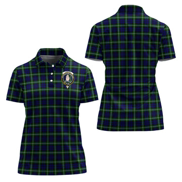 Lamont Modern Tartan Polo Shirt with Family Crest For Women