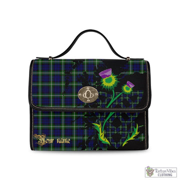 Lamont Modern Tartan Waterproof Canvas Bag with Scotland Map and Thistle Celtic Accents