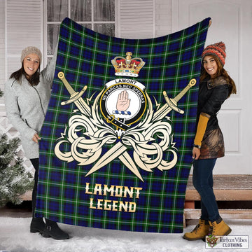 Lamont Modern Tartan Blanket with Clan Crest and the Golden Sword of Courageous Legacy
