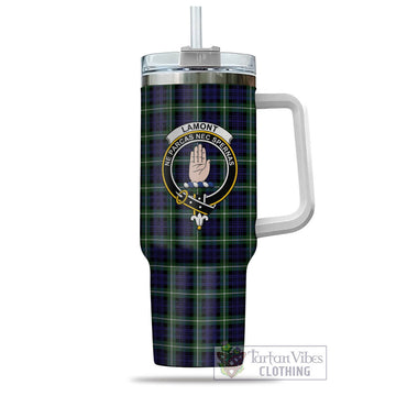 Lamont Modern Tartan and Family Crest Tumbler with Handle