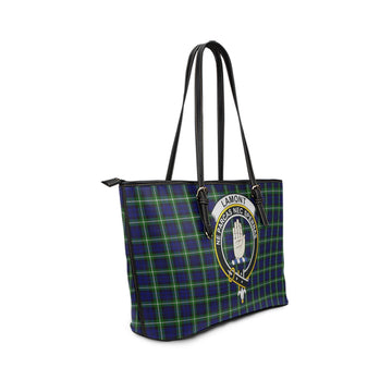 Lamont Modern Tartan Leather Tote Bag with Family Crest