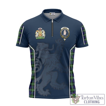 Lamont Modern Tartan Zipper Polo Shirt with Family Crest and Lion Rampant Vibes Sport Style