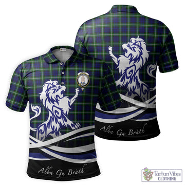 Lamont Modern Tartan Polo Shirt with Alba Gu Brath Regal Lion Emblem