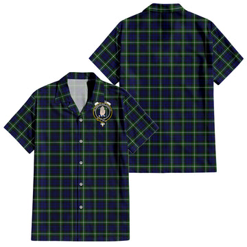 Lamont Modern Tartan Short Sleeve Button Down Shirt with Family Crest