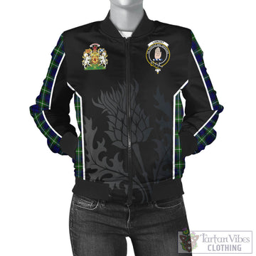Lamont Modern Tartan Bomber Jacket with Family Crest and Scottish Thistle Vibes Sport Style