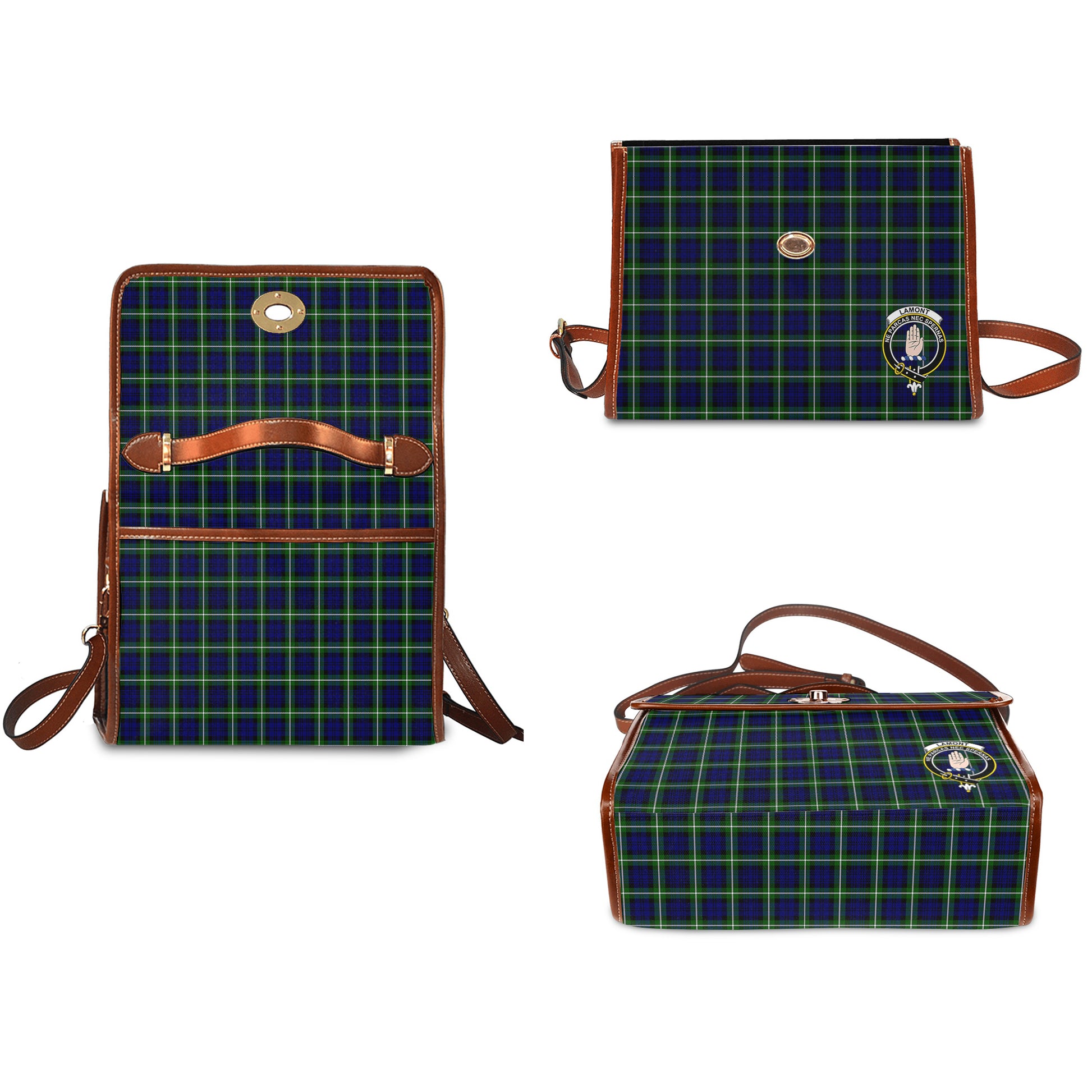lamont-modern-tartan-leather-strap-waterproof-canvas-bag-with-family-crest