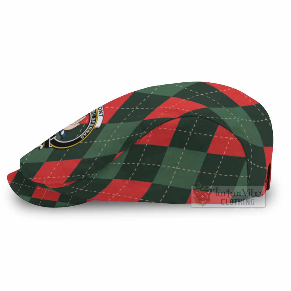 Lamont Scottish Family Crest Flat Cap, Jeff Cap Argyle Plaid Christmas Style - Tartan Vibes Clothing