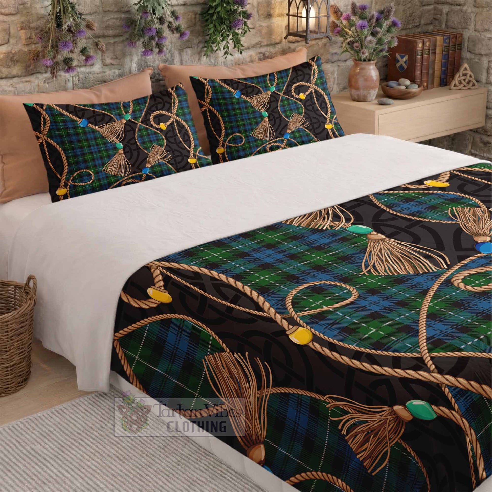 Lamont Scottish Tartan Twisted Ropes Stylized Bedding Set - Tartan Vibes Clothing