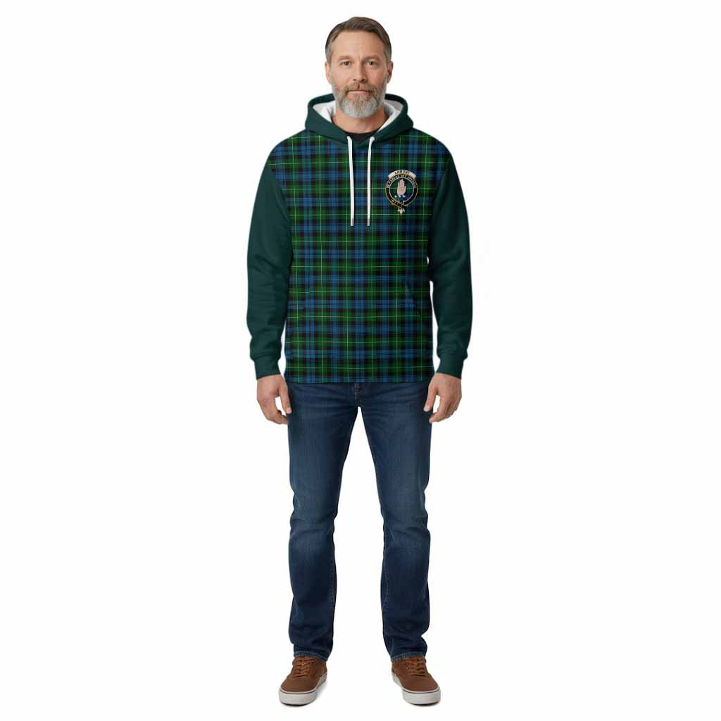 Lamont Tartan Accent Cotton Hoodie with Family Crest