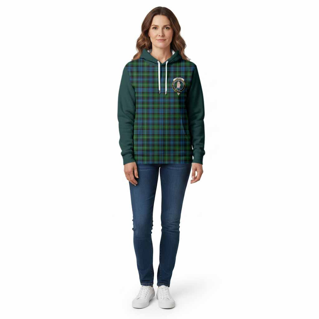 Lamont Tartan Accent Cotton Hoodie with Family Crest