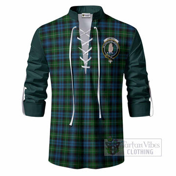 Lamont Tartan Accent Ghillie Shirt with Family Crest