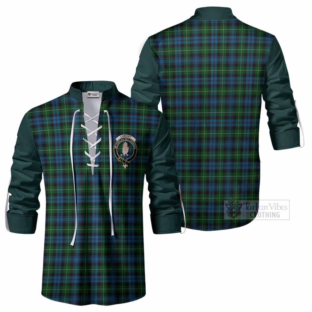 Lamont Tartan Accent Ghillie Shirt with Family Crest