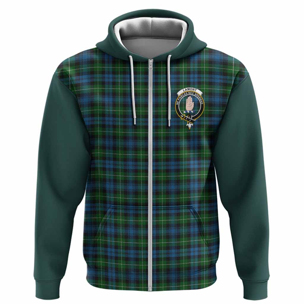 Lamont Tartan Accent Hoodie with Family Crest