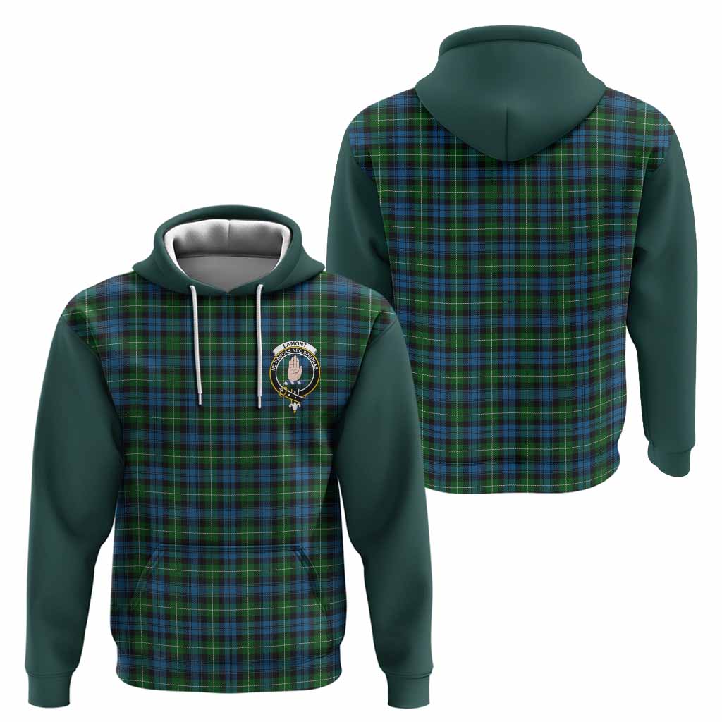Lamont Tartan Accent Hoodie with Family Crest