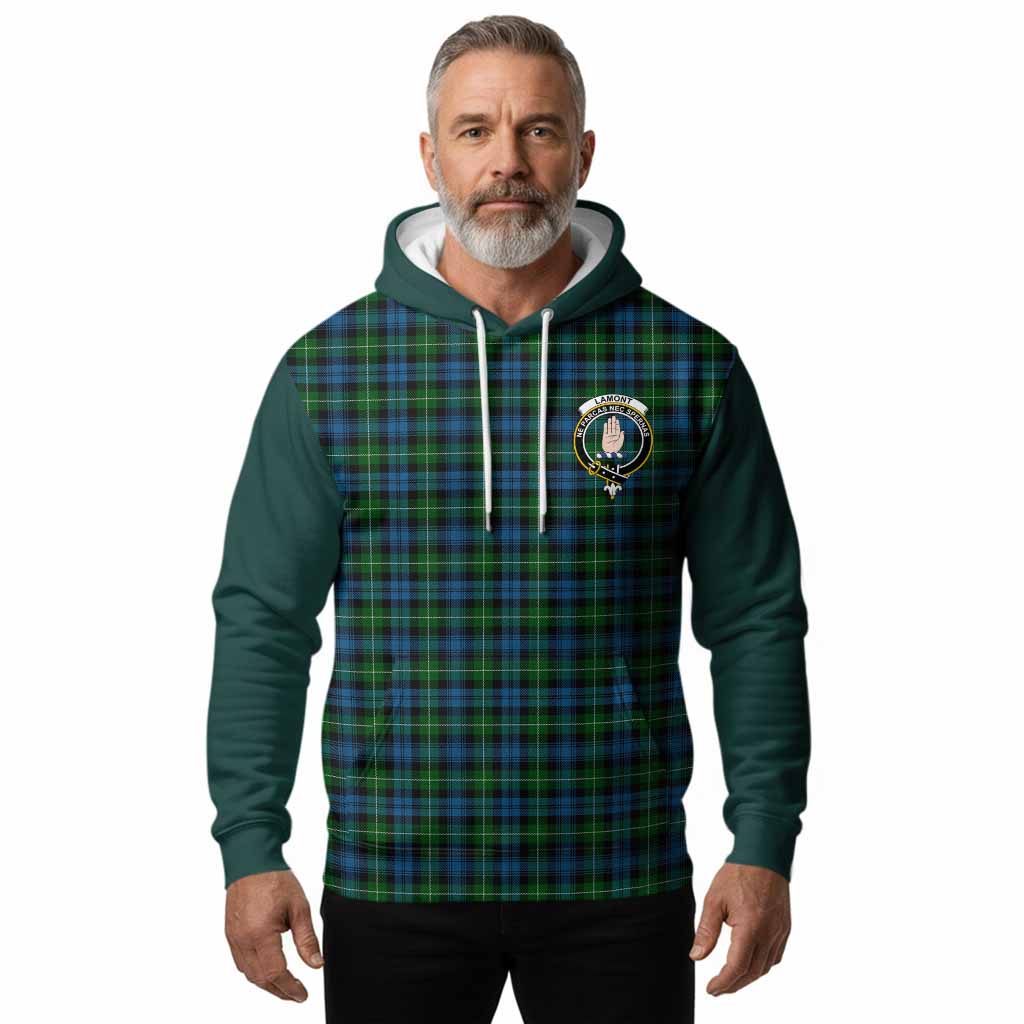 Lamont Tartan Accent Hoodie with Family Crest