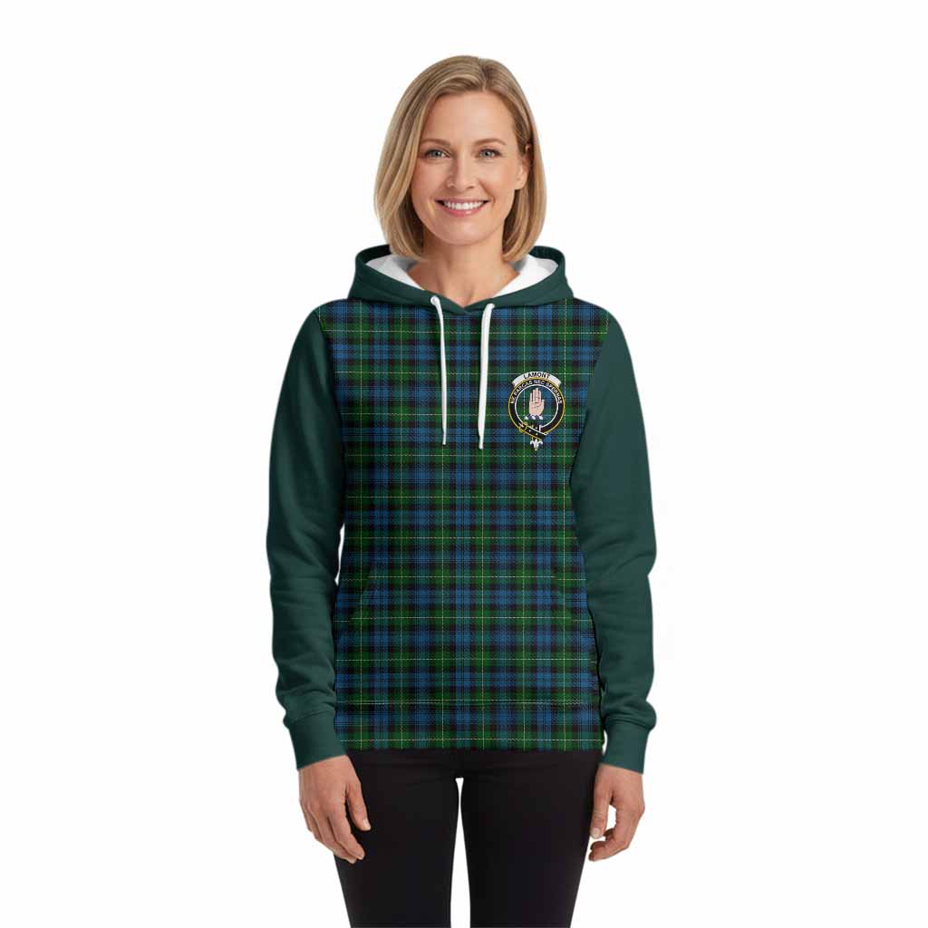Lamont Tartan Accent Hoodie with Family Crest