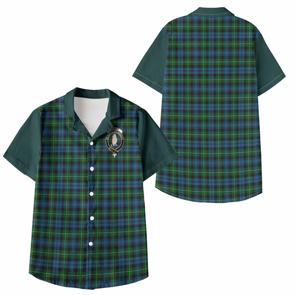 Lamont Tartan Accent Kid Hawaiian Shirt with Family Crest