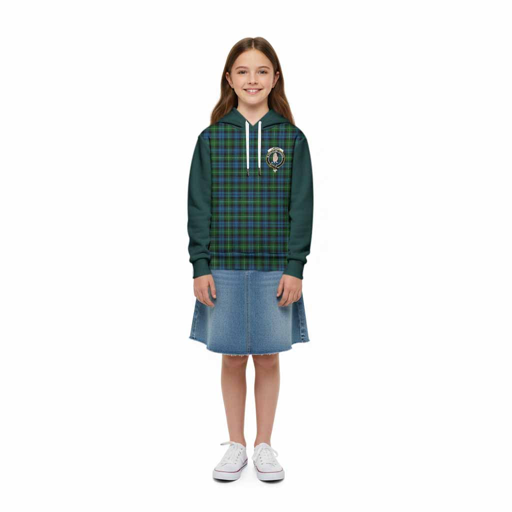 Lamont Tartan Accent Kid Hoodie with Family Crest