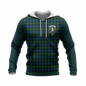 Lamont Tartan Accent Knitted Hoodie with Family Crest