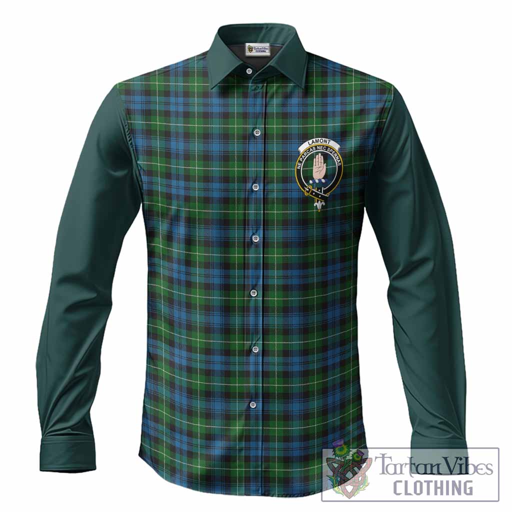 Lamont Tartan Accent Long Sleeve Button Shirts with Family Crest